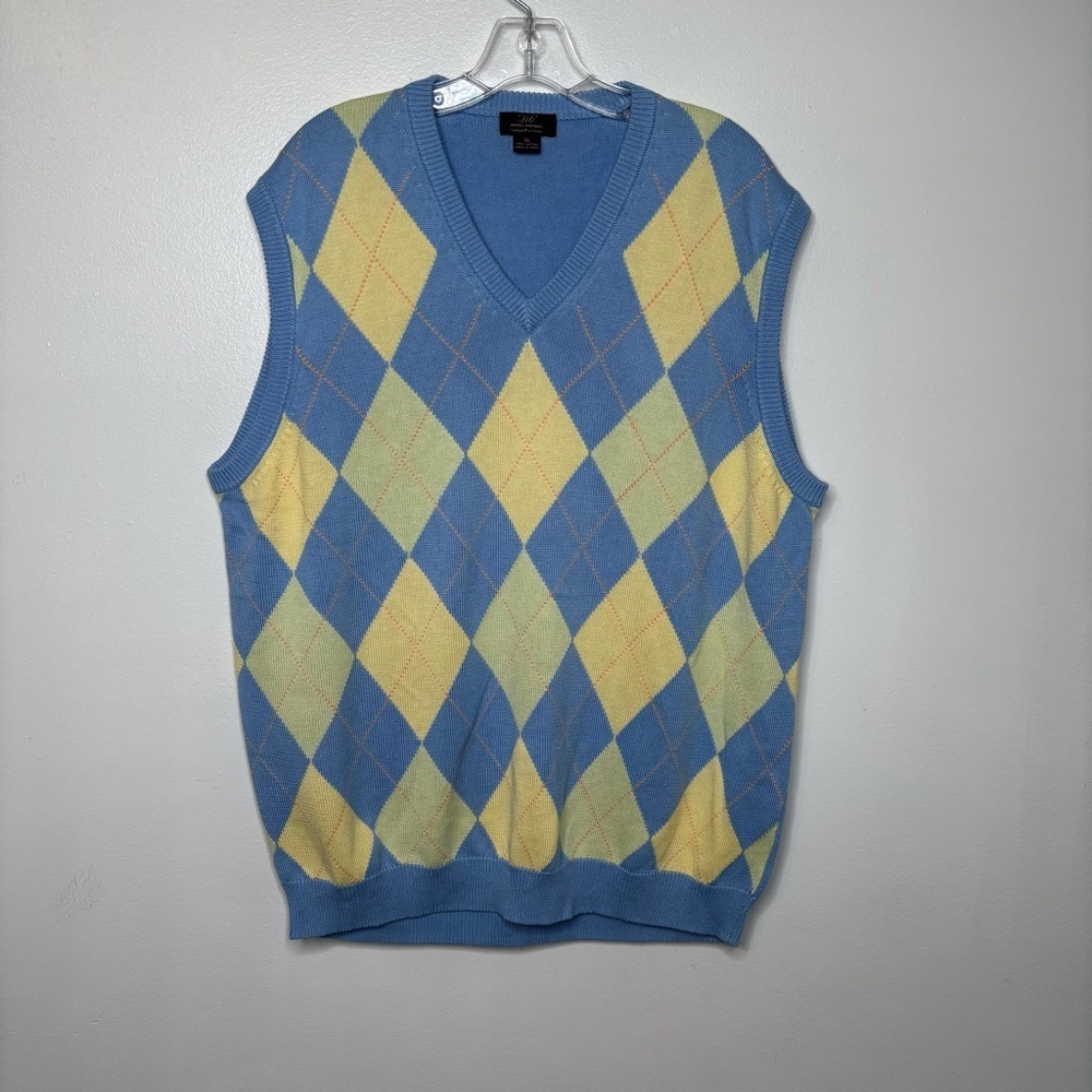 Brooks Brothers 346 Argyle Sweater Vest Men’s XL Blue Yellow Green Cotton